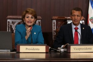 Lucía Medina y Lupe Núñez, presidenta y vicepresidente de la Cámara de Diputados.