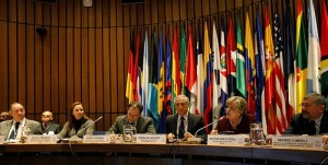 Representantes de la Cepal en Santiago de Chile.