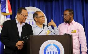 Sindicalistas Gabriel del Río Doñé, Rafael Abreu y Jacobo Ramos.