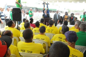 Francisco Domínguez Brito habla en actividad en La Victoria.