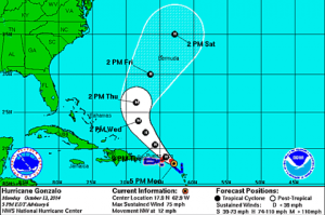 Tormenta Gonzalo se convierte en huracán.