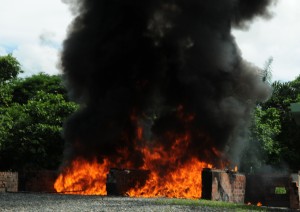 Droga incinerada.