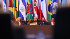 El presidente Danilo Medina en plenaria de la Cumbre de las Américas.