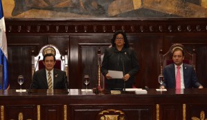 Ma Ying-jeou, Cristina Lizardo y Abel Martínez en acto en la Asamblea Nacional.