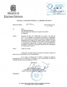 Carta de la Cancillería al IDAC.