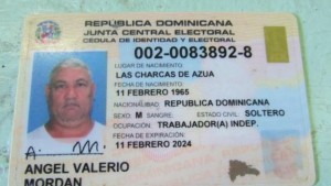 Cédula de Ángel Valerio