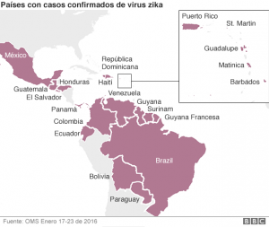 Mapa OMS sobre el Zika