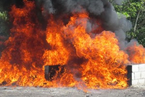 Droga incinerada.