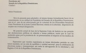 Carta de Castaños Guzmán enviada al Senado.