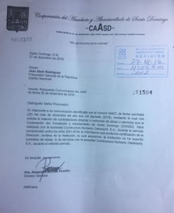 Carta CAASD enviada al Procurador.
