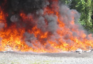 Incineración de droga.