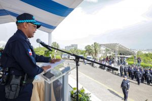 El director de la Policía habla en lanzamiento del nuevo patrullaje en Santiago.