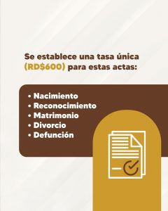 Tarifa de nuevas actas