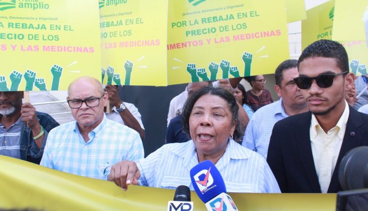 Miembros del Frente Amplio en protesta sobre SeNaSa.