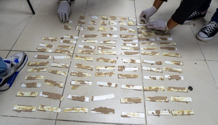 Cocaína encontrada en láminas.