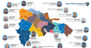 Mapa de directores regionales de la Policía.