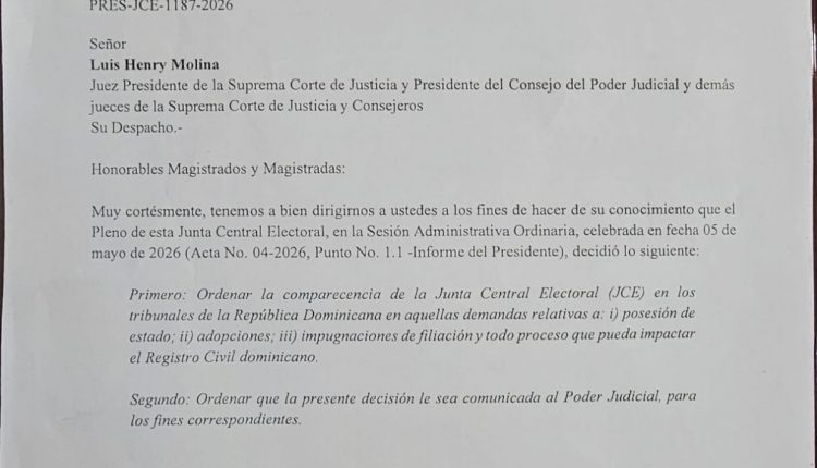 Carta enviada al presidente de la Suprema.