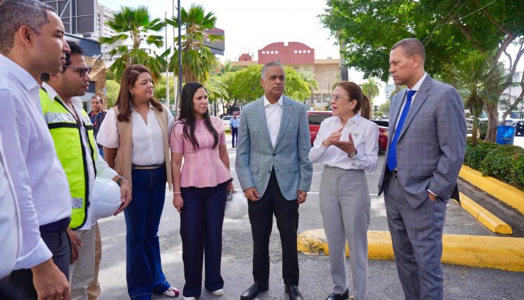 Autoridades supervisando los trabajos en el marco del inicio para retirar y reorganizar el cableado en la capital.